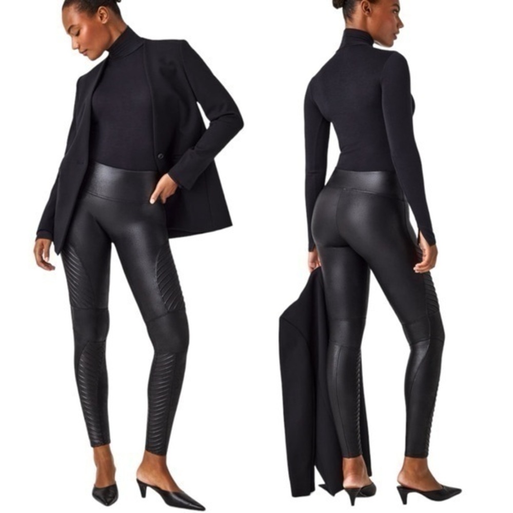 SPANX Faux Leather Moto Leggings in Very Black (Size S/P)‎